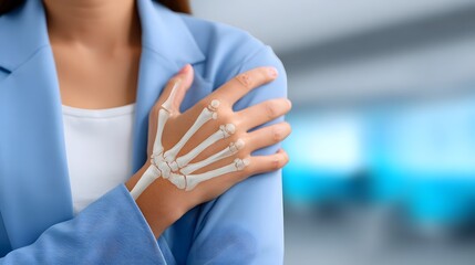 X-ray image of a human hand showing skeletal structure