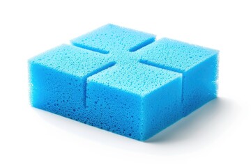 high detail picture of Window cleaner tool with blue sponge isolated on white background