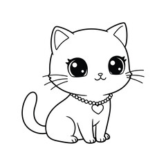 Cat flat and liner vector icons set