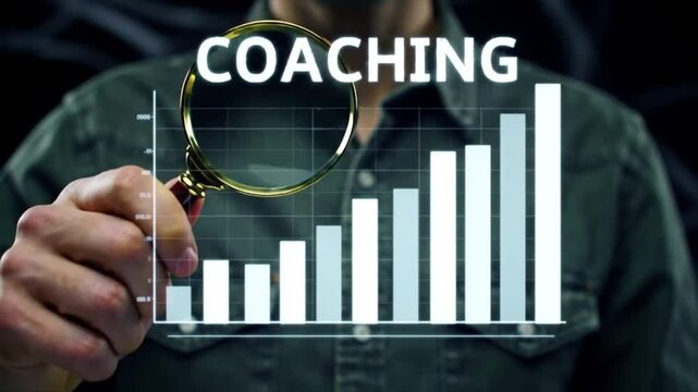 This clip showcases a person analyzing performance metrics related to coaching strategies. A clear upward trend in data charts highlights the effectiveness of these methods in driving progress