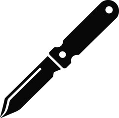 Black silhouette of a sharp pointed knife isolated on transparent background silhouette