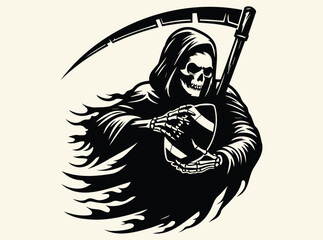 Grim Reaper with Football Art Print for Sports and Gothic Decor Enthusiasts