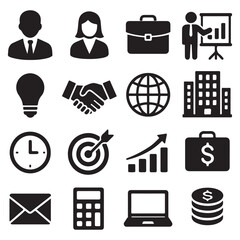 Business icon set vector silhouette