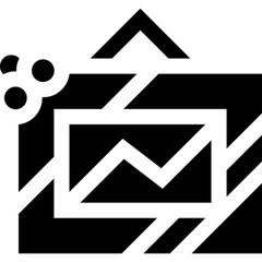 Clean modern minimalist vector icon of a hanging picture frame showcasing abstract landscape art, ideal for digital galleries, creative displays, and visual content projects.