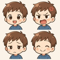 男の子　4つの表情