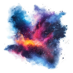 Nebula galaxy, Colorful nebula galaxy showcasing swirling clouds of gas and bright stars, isolated on transparent background