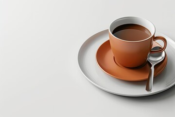 Vibrant Color Visual of a Cup of Coffee Sits on a Plate Next to a Cup of Coffee