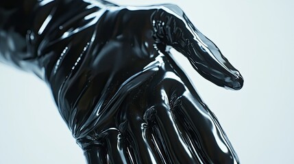 Naklejka premium Close-up of a dark, glossy hand.