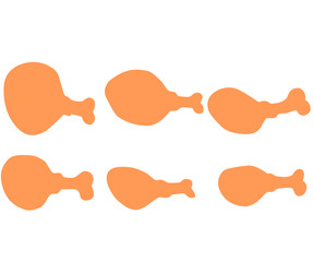 A set of six bundling delicious cartoon-style fried chicken drumsticks, perfect for menus, food illustrations, or restaurant branding