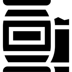 A minimalist black icon of a nuclear power plant, featuring a reactor containment building and a cooling tower.