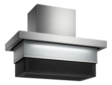 Telescopic range hood with an integrated air purifier, enhancing air quality in health-conscious home environments.