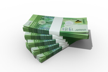 3d rendering of Stack of IAlgerian Dinar notes. Few bundles of Sweden currency isolated on transparent background	