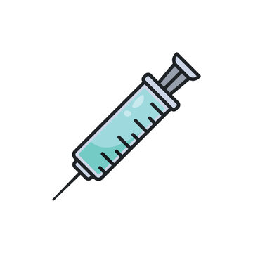 Simple medical syringe icon suitable for healthcare, vaccination, and medical content applications.