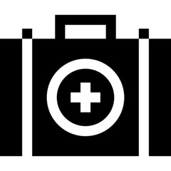 Line icon of a first aid kit, representing emergency medical supplies and healthcare readiness. Perfect for health apps, safety manuals, hospital signage, and disaster preparedness visuals. Clean, min