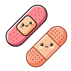 Cute adhesive plaster. Adhesive medical plaster strip flat logo icon vector illustration modern design isolated on white background
