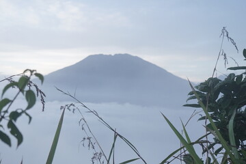 Serene Mountain Vista Majestic Peak Rising Above the Clouds