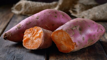 Harvesting sweet potatoes in a rustic farm setting culinary photography natural light close-up view