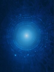 futuristic blue-themed background viewed from a top-down perspective, featuring a central glowing circle