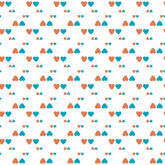 Seamless Pattern with Red and Blue Heart Shapes on Bright Background