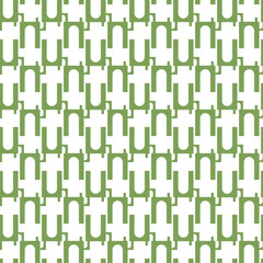 Symmetrical Green Pattern With Geometric Shapes on White Background