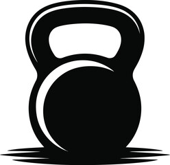 Fototapeta premium Black kettlebell silhouette with curved highlight isolated on transparent background