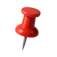 Vibrant Red Push Pin on Transparent Background, Office and Stationery Essential