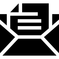 Minimalist line icon of a newsletter, featuring an envelope and document — symbolizing email marketing, digital communication, and content updates. Ideal for marketing platforms, subscription prompts,