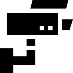 Minimalist line icon of a CCTV camera, symbolizing surveillance, security monitoring, and crime prevention. Ideal for smart home apps, building security systems, law enforcement materials, safety info