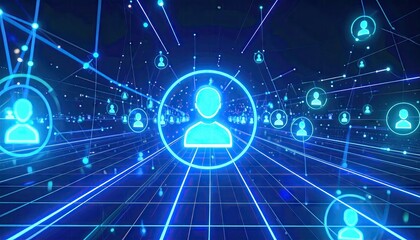 Abstract digital network of connected people