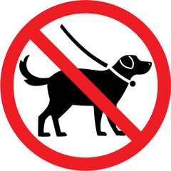No pets allowed warning sign in red circle with prohibition symbol