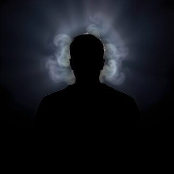 Psychological Horror: Figure Consumed by Shadowy Mist & Crumbling Barriers