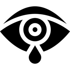 A clean and minimal vector icon illustrating lacrimation (tear production), featuring an eye with a tear drop in line art style. Ideal for medical infographics, healthcare apps, ophthalmology content,