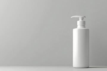 Tall White Pump Bottle Mockup Against Neutral Background Minimalist Studio Shot