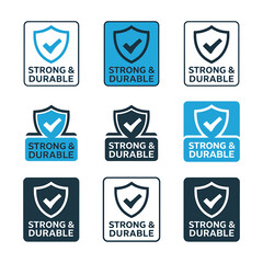 A Set of Six Security and Durability Icons Strong & Durable Design Elements