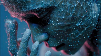 Artificial intelligence and digital network connections in futuristic style