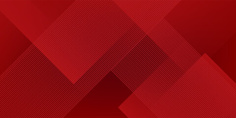 Red abstract background. Dynamic shapes composition. Abstract simple dark red gradient illustration background with 3d look overlap square with shadow and line pattern. Cool design and luxury.