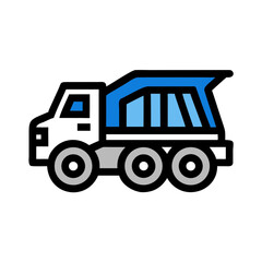 White isolated toy truck vector icon illustrating transport, cargo, and delivery services
