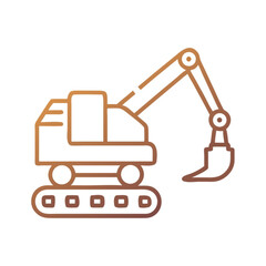 Naklejka premium Yellow heavy construction equipment: an excavator and a truck, isolated on a white background