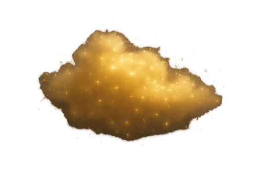 Golden clouds sparkling against a transparent background, enhancing fantasy and dreamlike themes in various creative projects