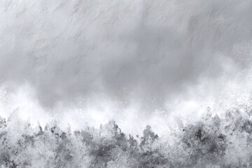 A grey and white painting of a stormy sea with a lot of white splashes