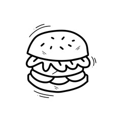 Hand Drawn Burger Illustration. Doodle Vector. Isolated on White Background - EPS 10 Vector
