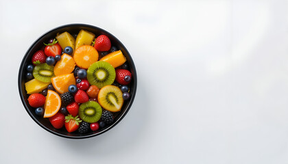 Fresh Mixed Fruit Bowl on Clean White Background

