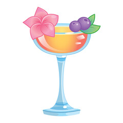 Cocktail Tequila Sunrise in glass. Cup with summer alcohol drink