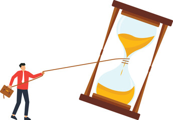 Businessman Controlling Time Concept Illustration Hourglass Management Deadline Efficiency Time is Money Business Strategy Flat Design