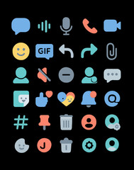 Social Media and Messaging UI Icons – Flat Vector Pack with Transparent Background