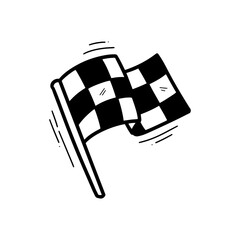 Hand Drawn Racing Flag Illustration. Doodle Vector. Isolated on White Background - EPS 10 Vector