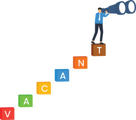 Job Search Illustration Businessman Looking Through Binoculars Vacancy Recruitment Concept Career Opportunity Employment Hiring Finding Talent