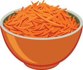 Grated Carrots in Bowl: A vibrant bowl brimming with freshly grated carrots, their bright orange hue promising a burst of flavor and nutrition.