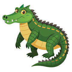 Obraz premium Cartoon Crocodile: A vibrant cartoon depicts a playful green crocodile with sharp teeth and a cheerful expression. The illustration emphasizes fun.