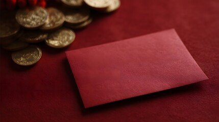 Red envelope and gold coins for Lunar New Year